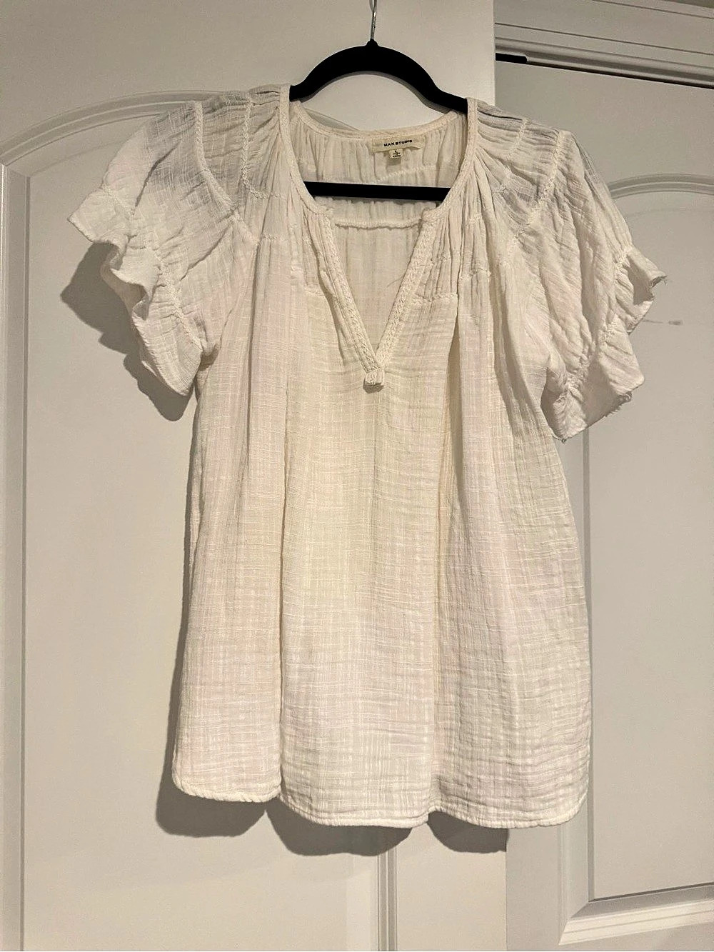 Max Studio Cotton Blouse in White Size Large Like New
